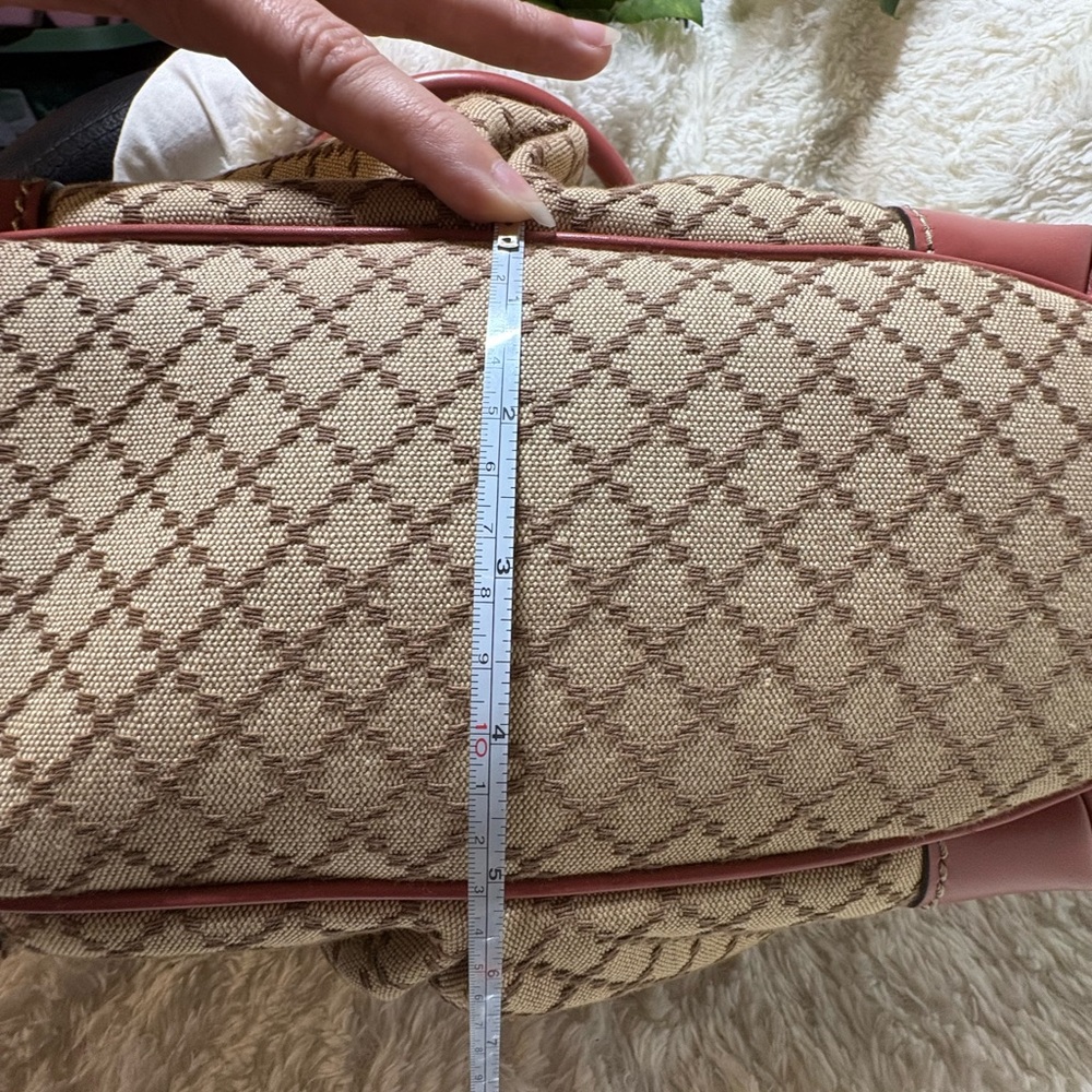 Gucci Beige Monogram Satchel with Pink-Brown Trim - Picture 15 of 15